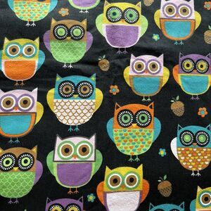Hoot Owls Black Flannel Fabric Acorns Jo-Ann Fabrics By the Yard 44" Wide